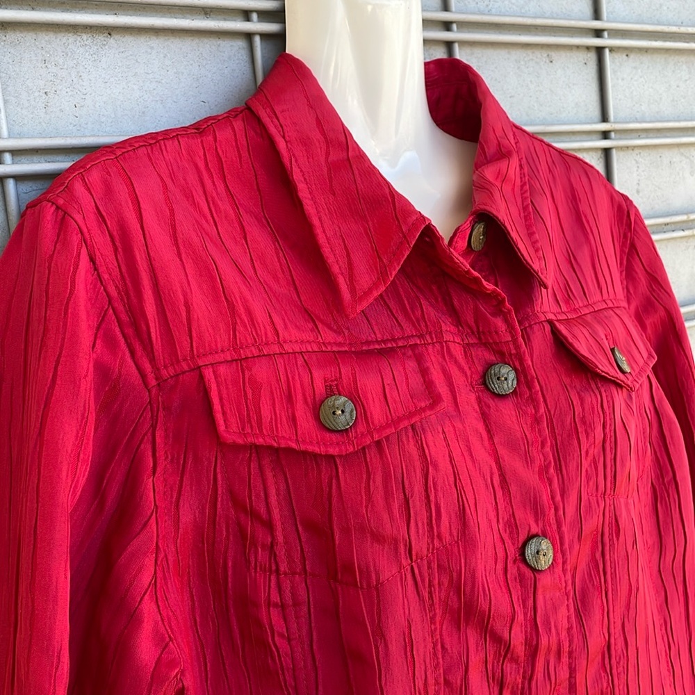 Ruby Rd. Red Crinkled Jacket. - Picture 2 of 9